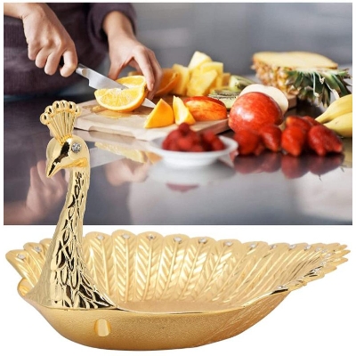 Picture of Luxury Swan Candy snack fruit dish tray decorative display plate Gold 