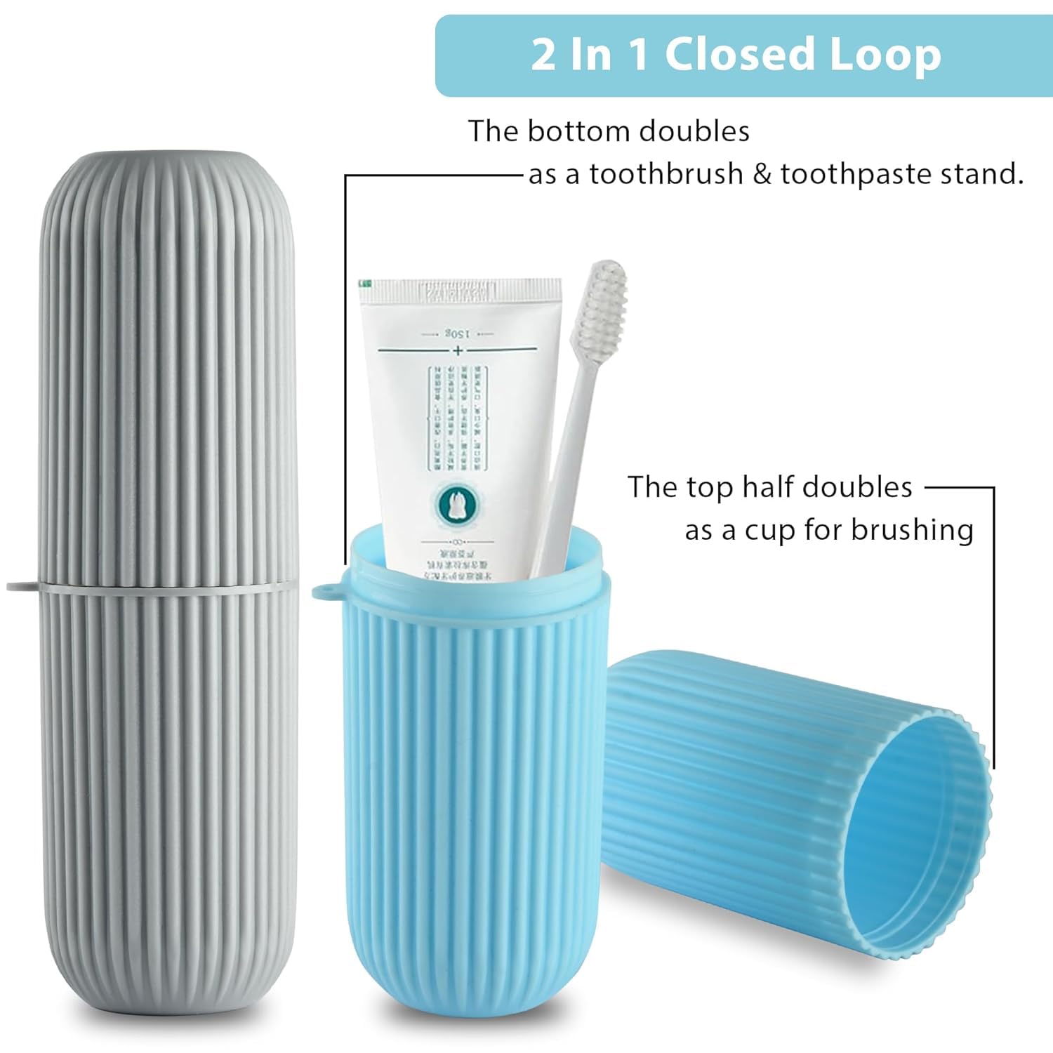 Picture of 2 Pack Toothbrush Holder | Toothbrush Box | Capsule Shape Toothpaste Holder | Brush Holder for Travel | Plastic Brush Holder | Bathroom Toothbrush Kit | Multicolor Multicolor 