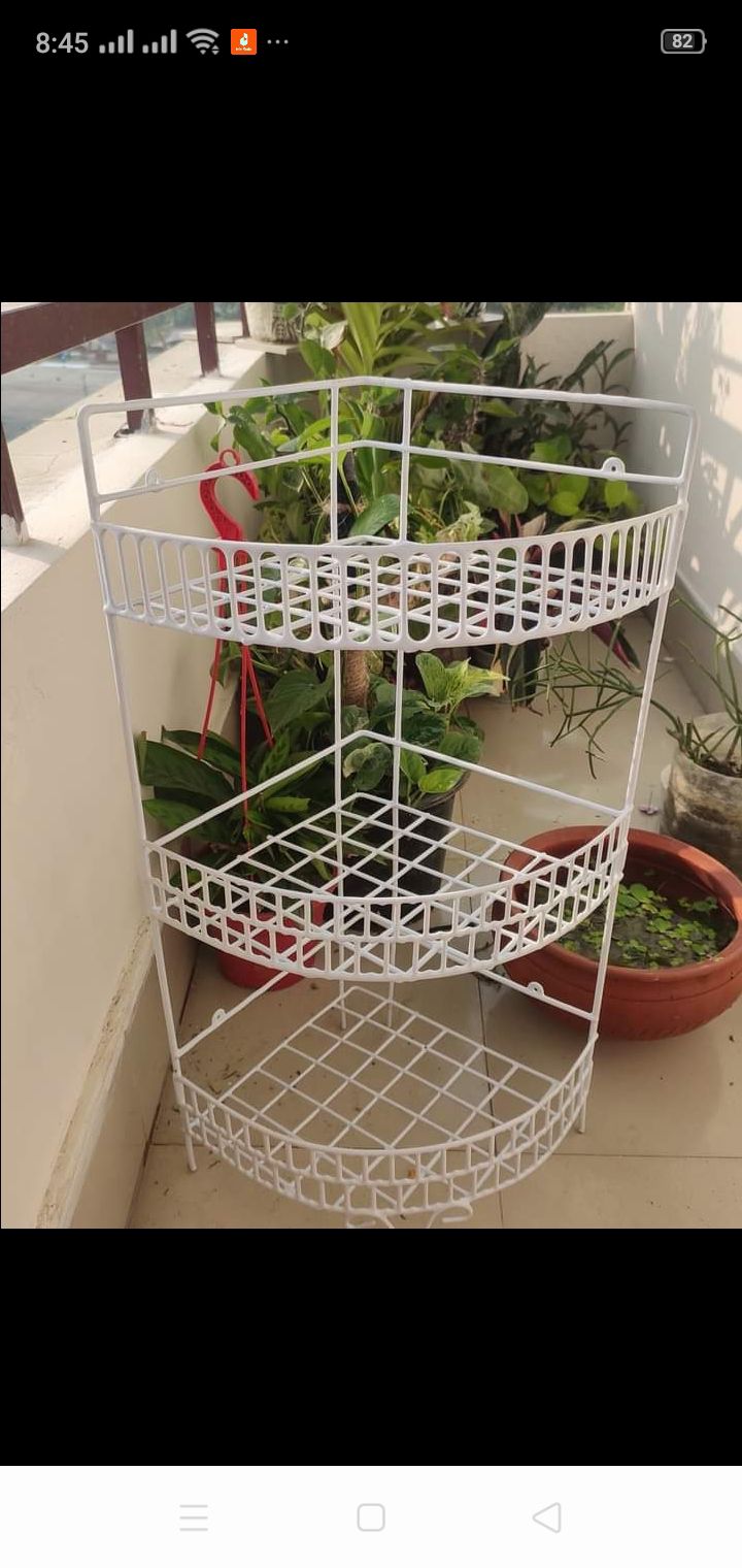 Picture of Buy 1 Get 1 Free Hanging 2 Corner Storage Rack Organizer Kitchen rack Metal bathroom self White 