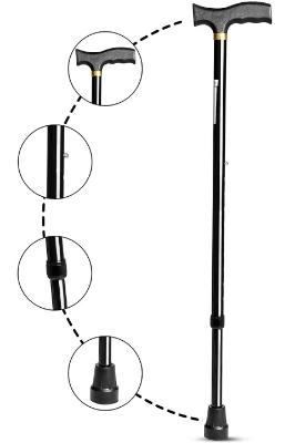 Picture of Adjustable Walking Stick 2 Section Stable Anti-Skid Crutch Old Man Hiking Multicolor 