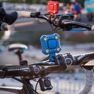Picture of Bicycle Bell Lamp Cycling Light 1200mAh Electric Horn Waterproof USB Charging Loud Alarm Security Bicycle Bell Multicolor 