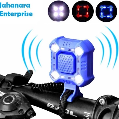 Picture of Bicycle Bell Lamp Cycling Light 1200mAh Electric Horn Waterproof USB Charging Loud Alarm Security Bicycle Bell Multicolor 