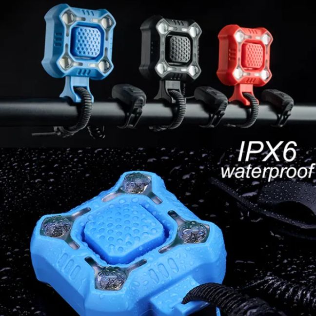 Picture of Bicycle Bell Lamp Cycling Light 1200mAh Electric Horn Waterproof USB Charging Loud Alarm Security Bicycle Bell Multicolor 