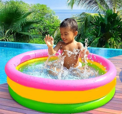 Picture of Swimming Pool Inflatable Kids Bath Tub- 24x8.5 inch FREE hand pump Baby Water Pool Bathtub Swimming Bath Tub for Kids, Children Playing Toy for Summer Special Multicolor 