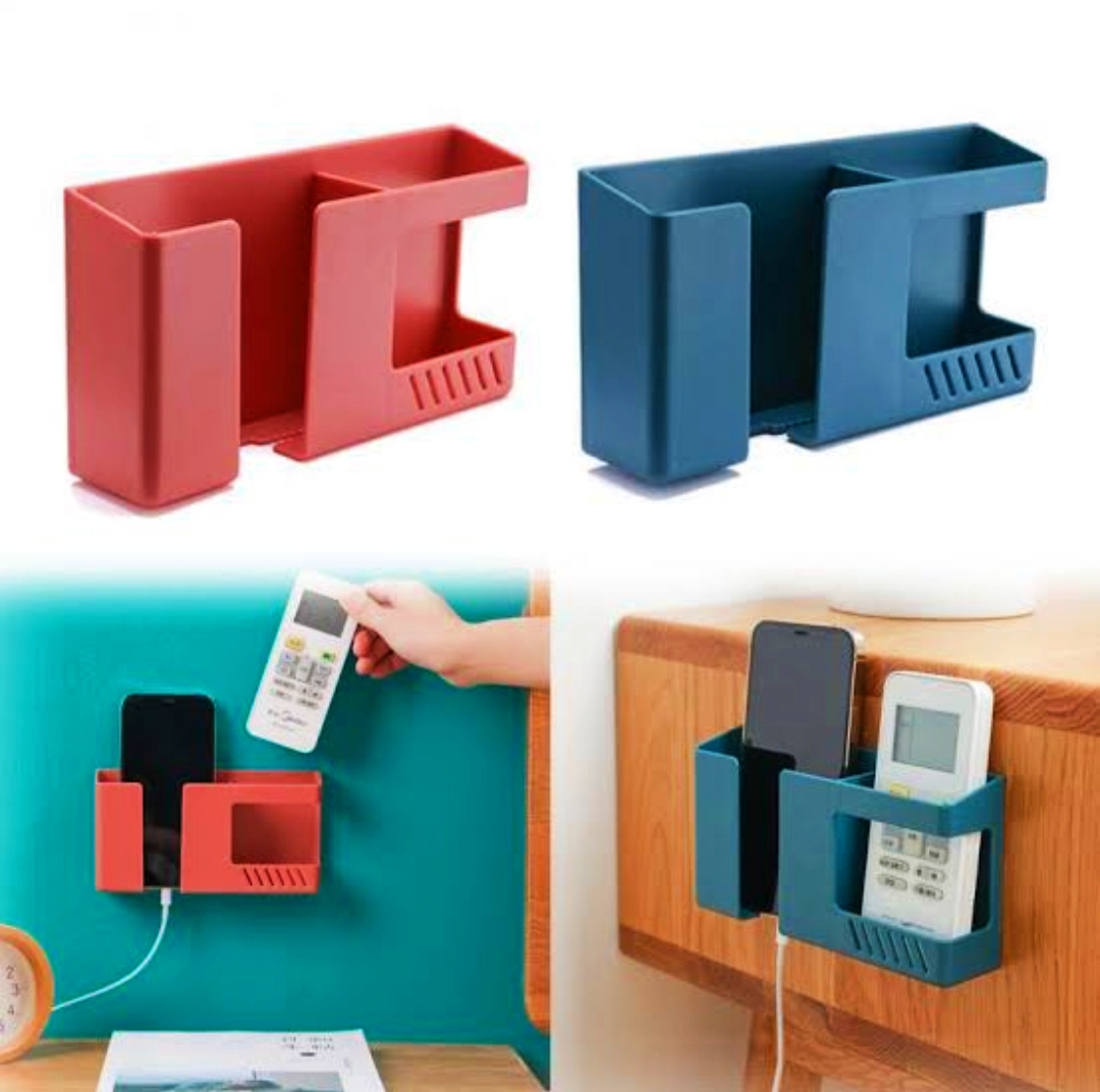 Picture of 1 Pcs Wall Mounted Organizer Remote Control Storage Box Mobile Phone Plug Wall Holder Charging Multicolor 