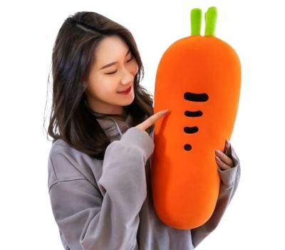 Picture of Decoration Carrot Shaped Soft Stuffed Toy Huggable Long Pillow Orange 