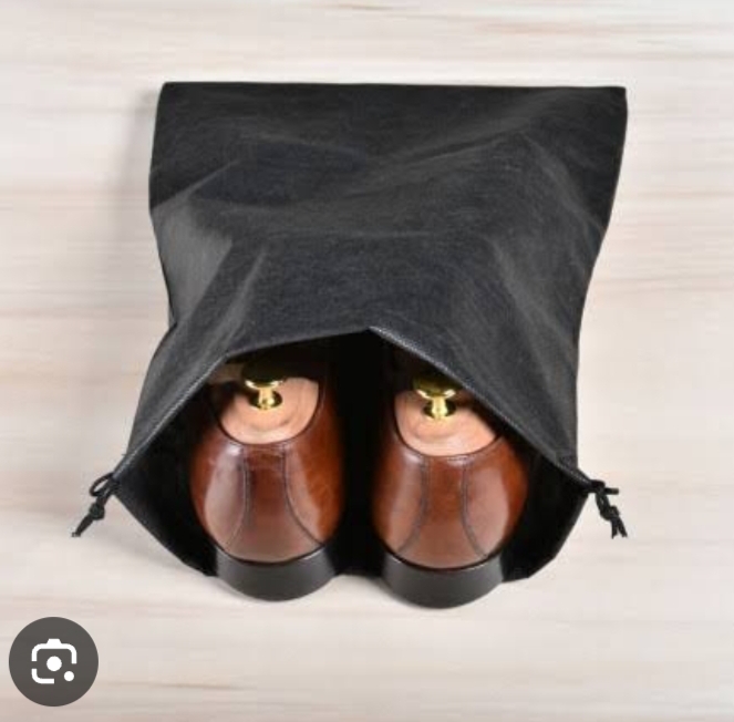 Picture of 2 Pcs Shoe Bags, Drawstring Travel Organizers Bag, Dustproof Multipurpose Drawstring Pouch, Drawstring Shoes Storage Bag, 30cm length Black 