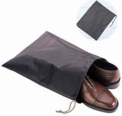 Picture of 2 Pcs Shoe Bags, Drawstring Travel Organizers Bag, Dustproof Multipurpose Drawstring Pouch, Drawstring Shoes Storage Bag, 30cm length Black 