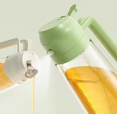 Picture of Oil Sprayer 2 in 1 for Cooking, 16oz/500ml Glass Oil Spray Bottle with Pourer, Food-grade Oil Dispenser White 