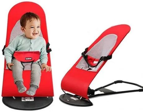 Picture of baby Rocking Chair, Portable baby bouncing  Bed, 4 Adjustment Modes baby Bouncer Chair, baby Resting Snoring Chair, Foldable Sofa Red 