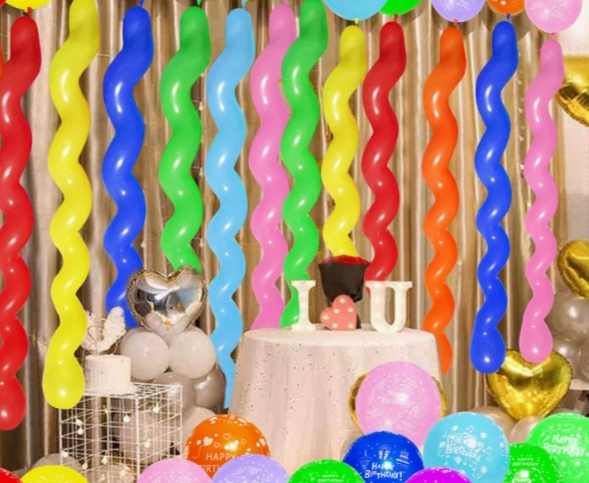 Picture of Long Spiral Balloons 20 Pcs Party Supplies Latex Balloons for Party Decoration, Mixed Color Multicolor 