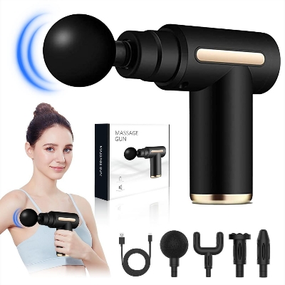 Picture of Powerful Handheld Massage Gun for Deep Tissue Relief - Compact & Elegant Design Black 