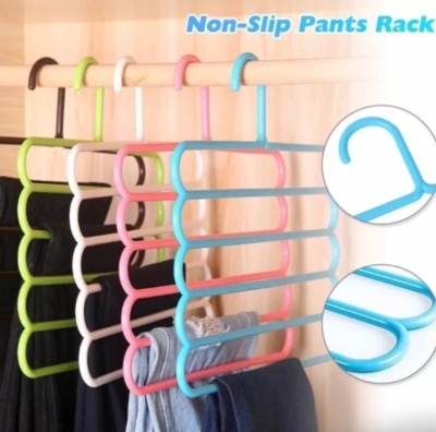 Picture of 2 PCS, Magic Hanger 5Layer Anti-Slip Multi-Purpose and Multi-Functional Magic Multiple Layer Trousers Hangers Multicolor 