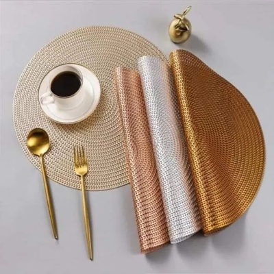 Picture of 1/PCS Round Placemats Modern Restaurant Hollow Table Decoration PVC Meal Mat Anti-hot Dining Tablemats Multicolor 