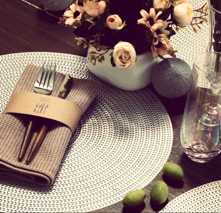 Picture of 1/PCS Round Placemats Modern Restaurant Hollow Table Decoration PVC Meal Mat Anti-hot Dining Tablemats Multicolor 