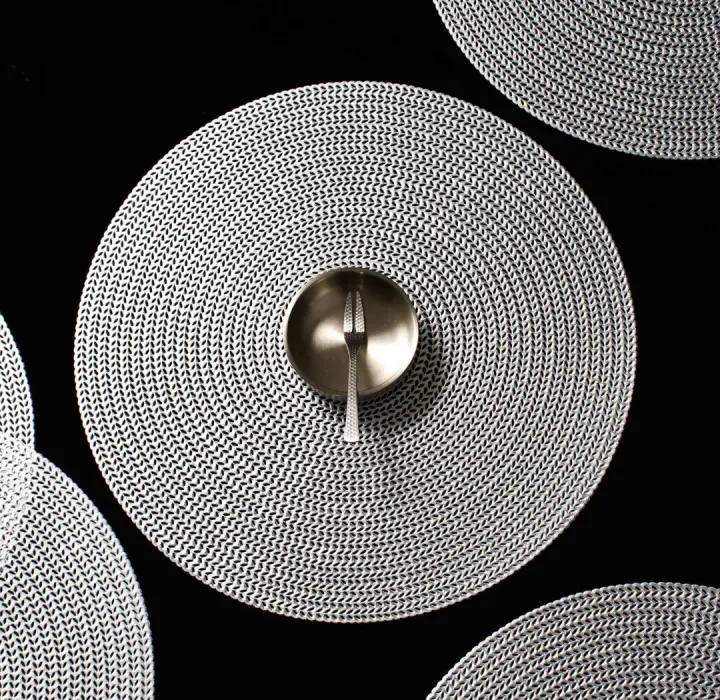 Picture of 1/PCS Round Placemats Modern Restaurant Hollow Table Decoration PVC Meal Mat Anti-hot Dining Tablemats Multicolor 