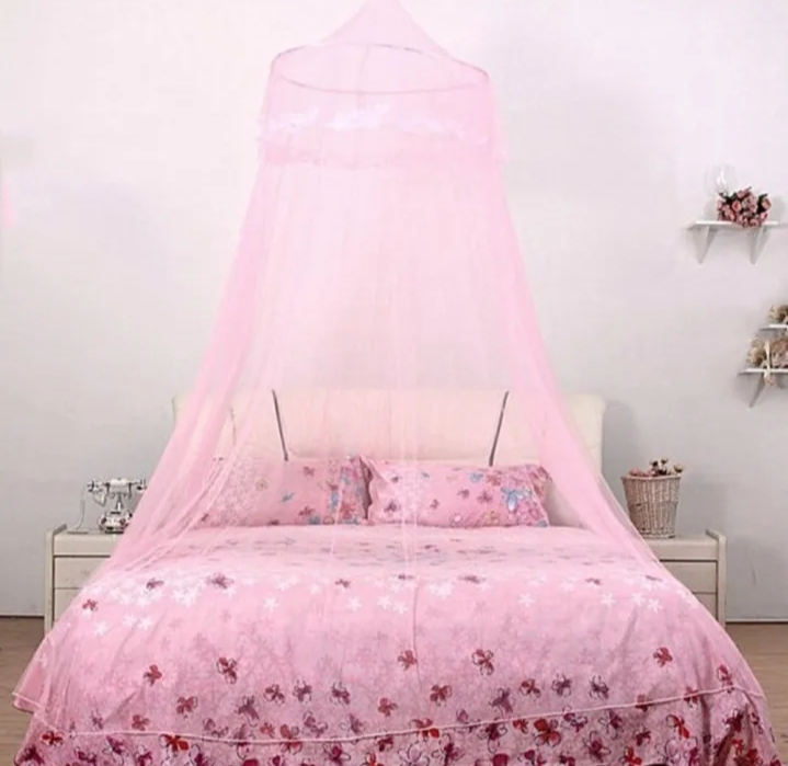Picture of Hanging Mosquito Tent, Princess Bed Mesh Tent Fine Density, No Opening Suitable for Suspension Lift (Pink) Pink 