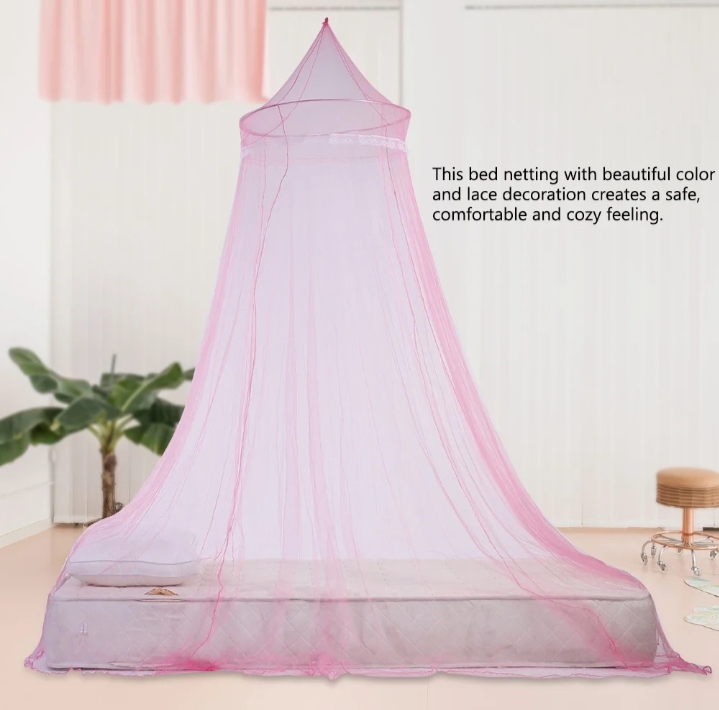 Picture of Hanging Mosquito Tent, Princess Bed Mesh Tent Fine Density, No Opening Suitable for Suspension Lift (Pink) Pink 