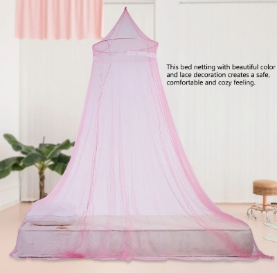 Picture of Hanging Mosquito Tent, Princess Bed Mesh Tent Fine Density, No Opening Suitable for Suspension Lift (Pink) Pink 