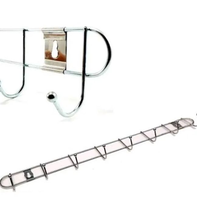 Picture of 6 Pin Hook Stainless Steel Bathroom Cloth Hooks / Hanger / Key Holder / Door Wall Robe Hooks Rail for Hanging Keys, Silver 