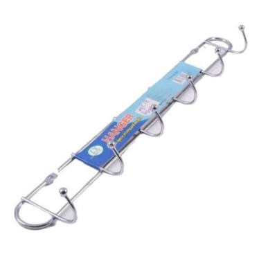 Picture of 6 Pin Hook Stainless Steel Bathroom Cloth Hooks / Hanger / Key Holder / Door Wall Robe Hooks Rail for Hanging Keys, Silver 