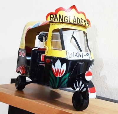 Picture of Hand Painted Metal Miniature Replica Baby Taxi Decorative Miniature of Metal Traditional Bangladesh Taxi Showpiece Multicolor 