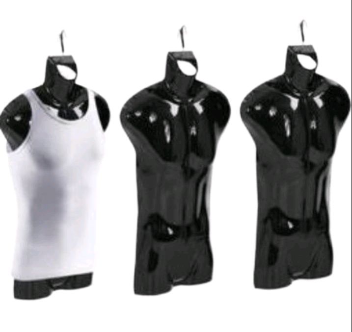 Picture of 4 Pack Male Mannequin Plastic Men Male Body Shell Mannequin-Dummy Type Hangers Shirt Display Stands Regular Size Black 