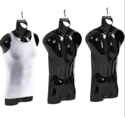 Picture of 4 Pack Male Mannequin Plastic Men Male Body Shell Mannequin-Dummy Type Hangers Shirt Display Stands Regular Size Black 