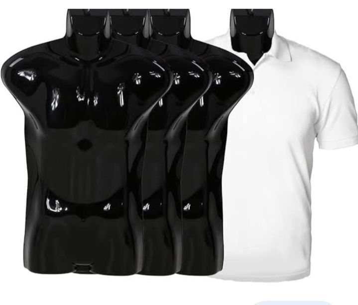 Picture of 4 Pack Male Mannequin Plastic Men Male Body Shell Mannequin-Dummy Type Hangers Shirt Display Stands Regular Size Black 