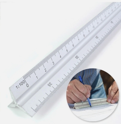 Picture of Triangular Ruler Tri-Scale Ruler Architect Engineer pvc Triangle Scale/Ruler for School/College Students Triangular Scale Ruler 12" Architect Drafting Rulers White 