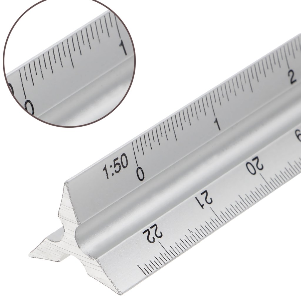 Picture of Triangular Ruler Tri-Scale Ruler Architect Engineer pvc Triangle Scale/Ruler for School/College Students Triangular Scale Ruler 12" Architect Drafting Rulers White 