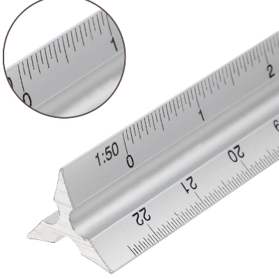 Picture of Triangular Ruler Tri-Scale Ruler Architect Engineer pvc Triangle Scale/Ruler for School/College Students Triangular Scale Ruler 12" Architect Drafting Rulers White 