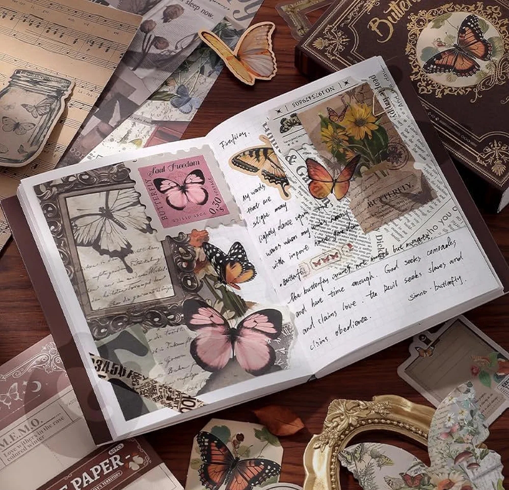 Picture of Scrapbooking Kit (140) , Vintage Collection-Whispers of The Forest, Perfect for Bullet Scrapbooking Materials, Planner DIY Arts Craft Collage Multicolor 