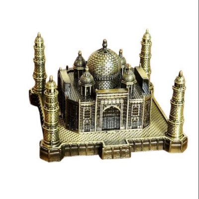 Picture of Metal Taj Mahal Showpice Handicrafts Art Statue Building Model for Desktop Decor Cake Topper Gifts Party Cafe Display Home Decoration,Bronze  