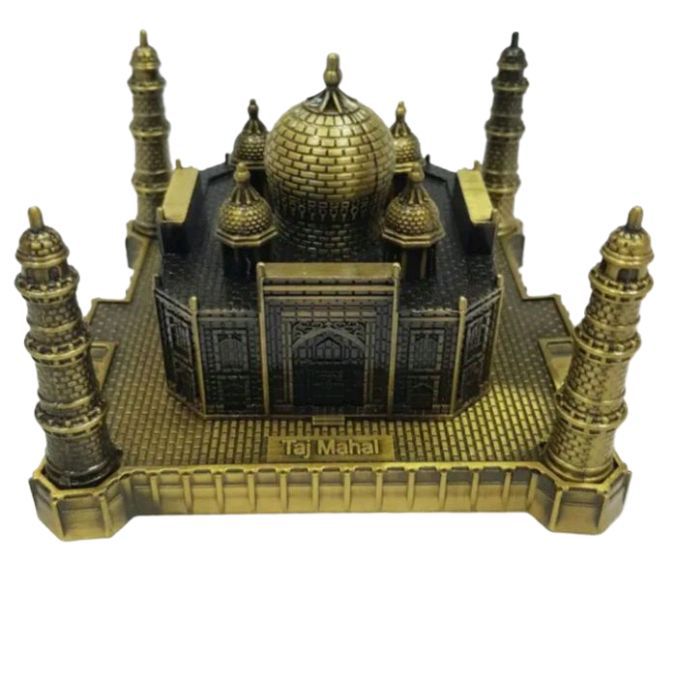 Picture of Metal Taj Mahal Showpice Handicrafts Art Statue Building Model for Desktop Decor Cake Topper Gifts Party Cafe Display Home Decoration,Bronze  