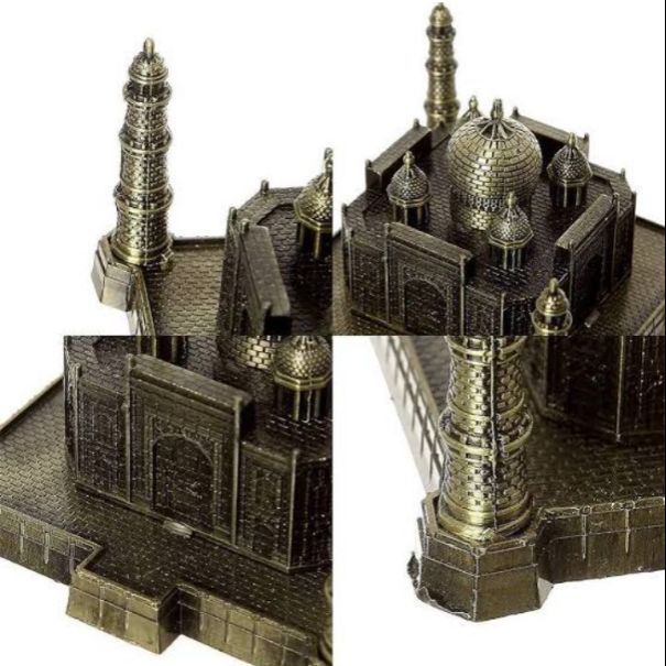 Picture of Metal Taj Mahal Showpice Handicrafts Art Statue Building Model for Desktop Decor Cake Topper Gifts Party Cafe Display Home Decoration,Bronze  