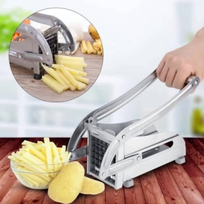 Picture of French Fry Cutter Machine, Commercial Stainless Steel, 2 Blades, Potato Chipper, Fries Slicer, Multi-Function Home Potato Chopper for Vegetable, Fruit  