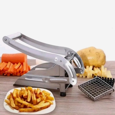 Picture of French Fry Cutter Machine, Commercial Stainless Steel, 2 Blades, Potato Chipper, Fries Slicer, Multi-Function Home Potato Chopper for Vegetable, Fruit  
