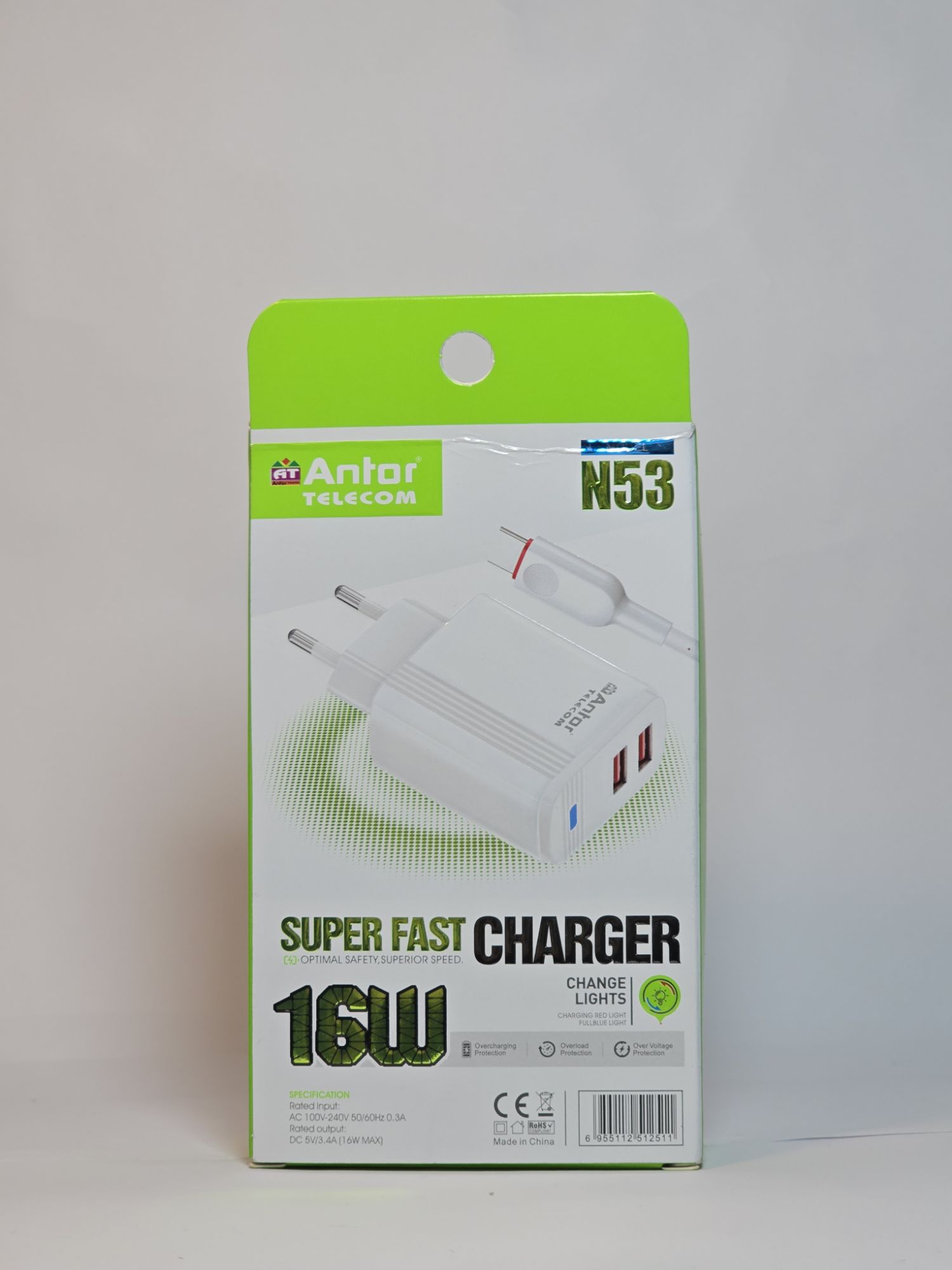 Picture of 16W Type B Fast charger  প্রতি মিনিটে এক পারসেন্ট করে চার্জ হবে মোবাইল ফুল চার্জ হলে অটোমেটিক লাইট চেঞ্জ হবে