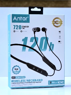 Picture of Neckband Antor BT Max Plus Wireless Earphone Bluetooth 5.3 Type C port