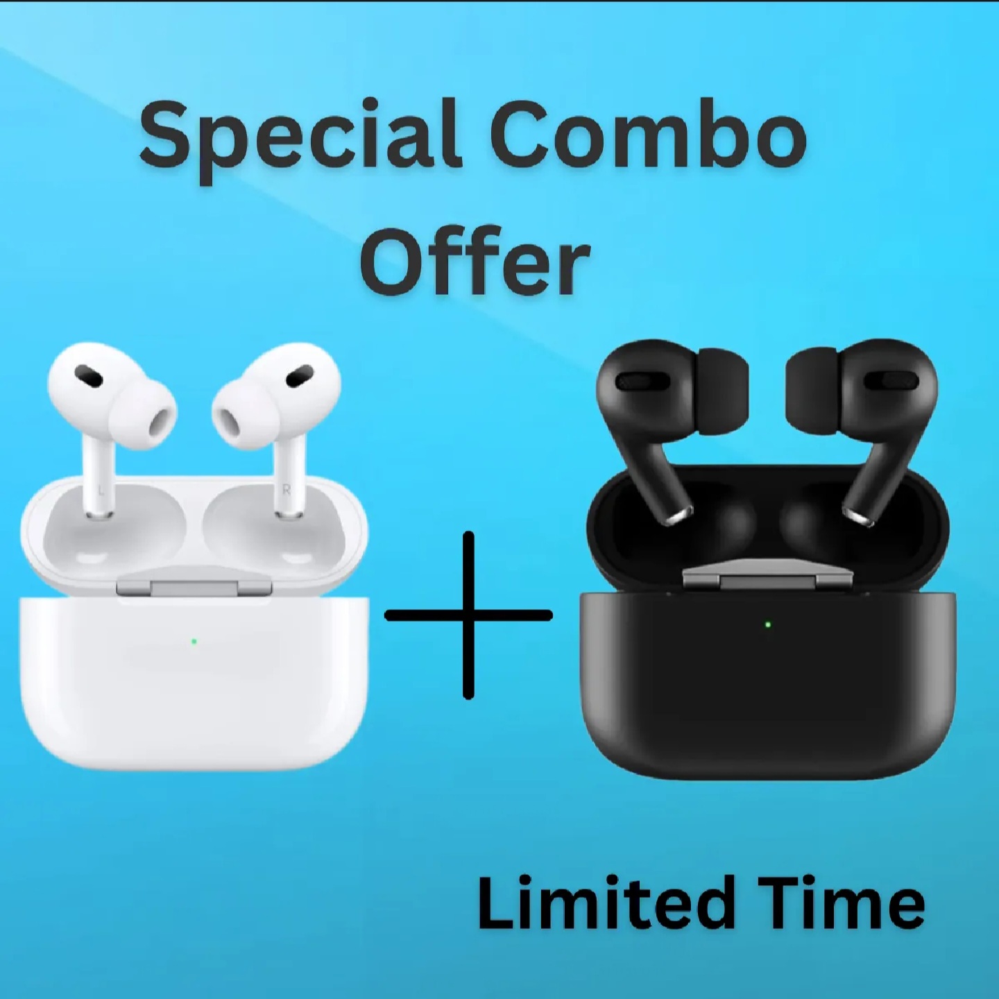 Picture of Airpods Pro 2nd Gen Wireless Charging Bluetooth Headphone (Combo Offer) Black & White