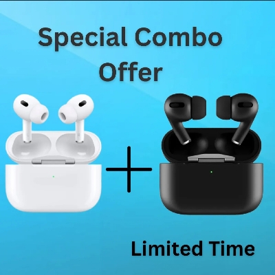 Picture of Airpods Pro 2nd Gen Wireless Charging Bluetooth Headphone (Combo Offer) Black & White