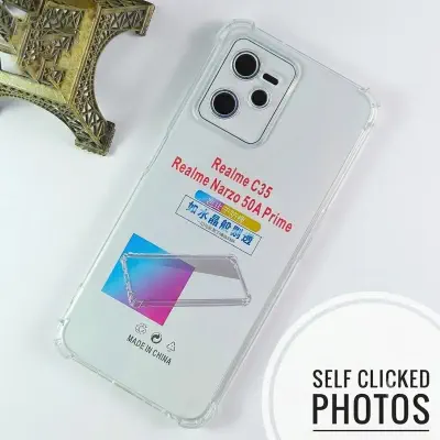 Picture of Realme- C35 _ Narzo 50A Prime - Airbag Antishock - Drop Resistance - Anti Yellow Flexible TPU Back Cover Case - With Camera Protection Bump