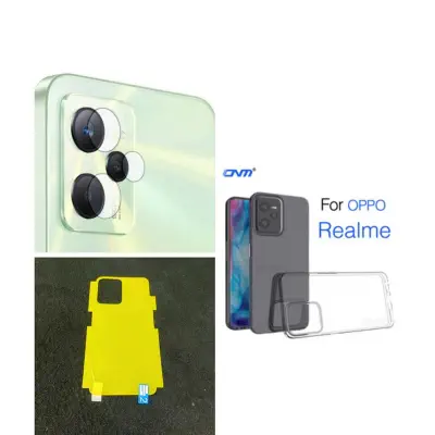 Picture of for realme c35 3-in-1 combo pack (TRANSPARENT BACK COVER +BACK POLY + CAMERA LENS PROTECTOR)