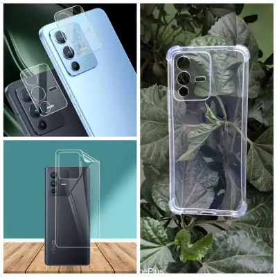 Picture of for vivo v23 5G 3-in-1 combo pack ( TRANSPARENT BACK COVER +BACK POLY +CAMERA LENS PROTECTOR