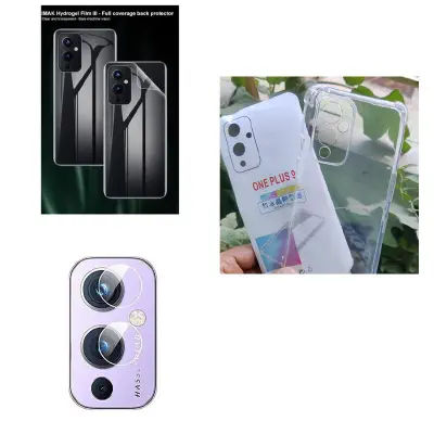 Picture of for one plus 9 (3-in-1) combo pack (TRANSPARENT BACK COVER +BACK POLY +CAMERA LENS PROTECTOR)