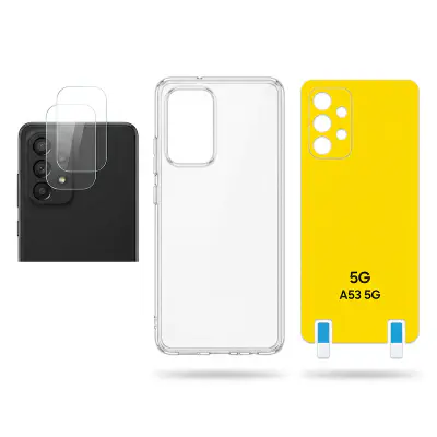 Picture of for samsung galaxy a33 (3-in-1) commbo pack transparent back cover +back poly+camera lens protector)