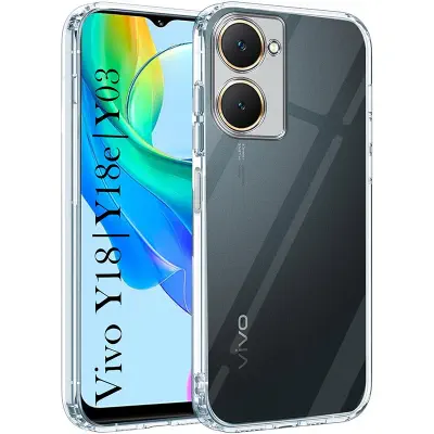 Picture of Back Cover for Vivo Y18 | Vivo Y18e | Vivo Y03 (Silicone Clear Shockproof Case with Camera Protection | Soft and Flexible | Transparent)