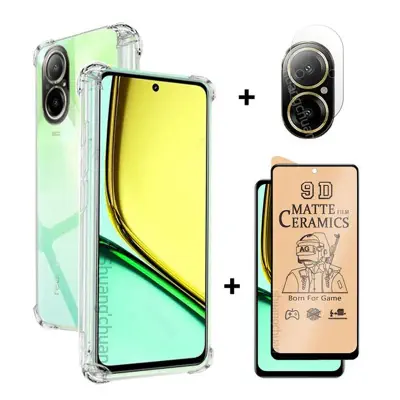 Picture of 3IN1 For Realme C67 4G Case Anti-Spy Privacy Tempered Glass Ceramic Soft Film+Lens Film+ransparent Phone Cases