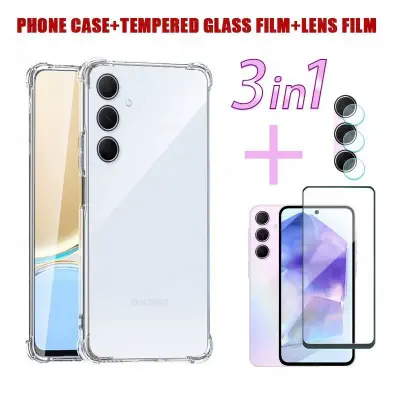 Picture of 3 in 1 Samsung A55 Case A55 5G Shockproof Phone Case For A35 5G Tempered Glass Film A15 A24 Lens Film